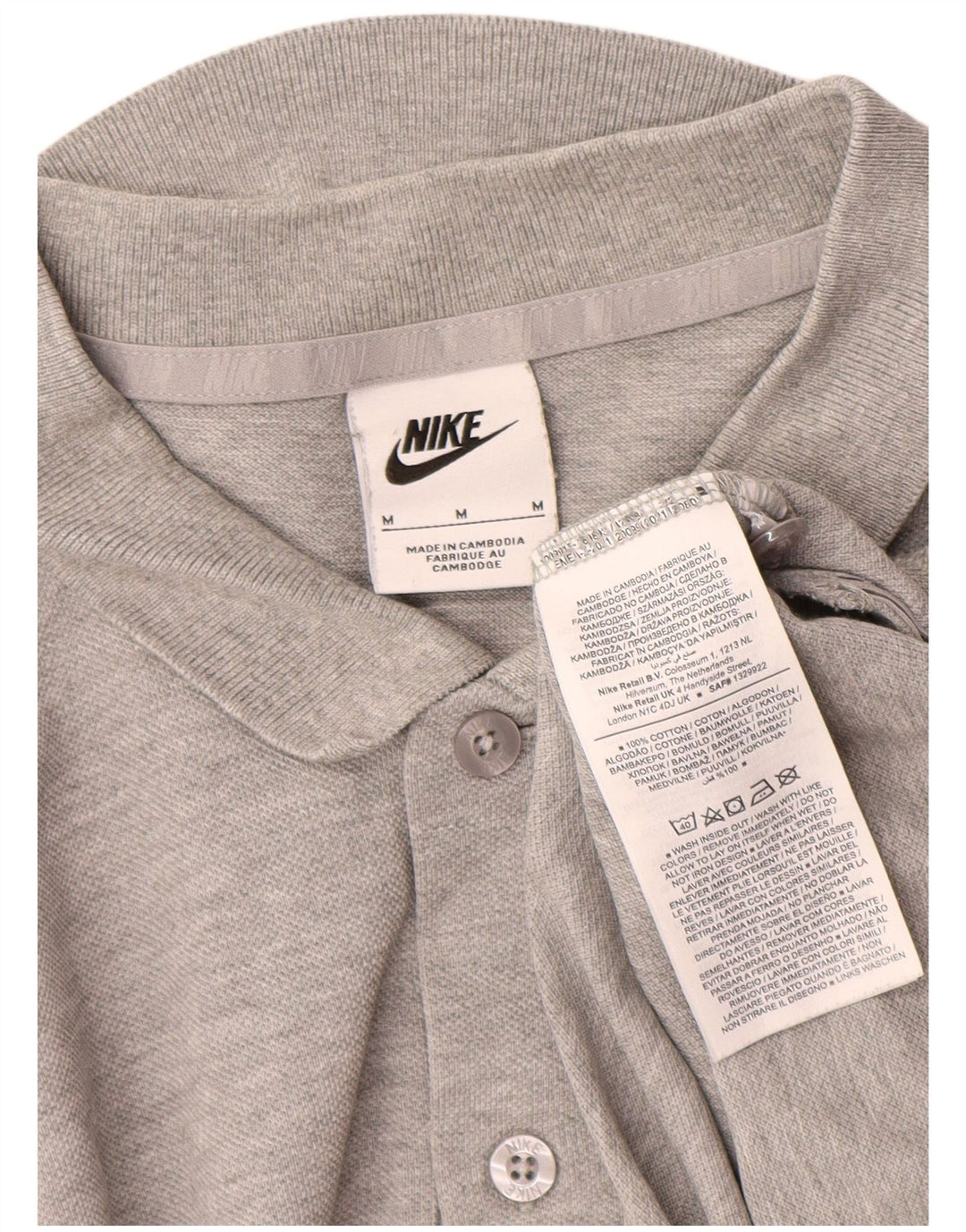 Tricou polo Nike pentru bărbați, bumbac cu pete gri mediu