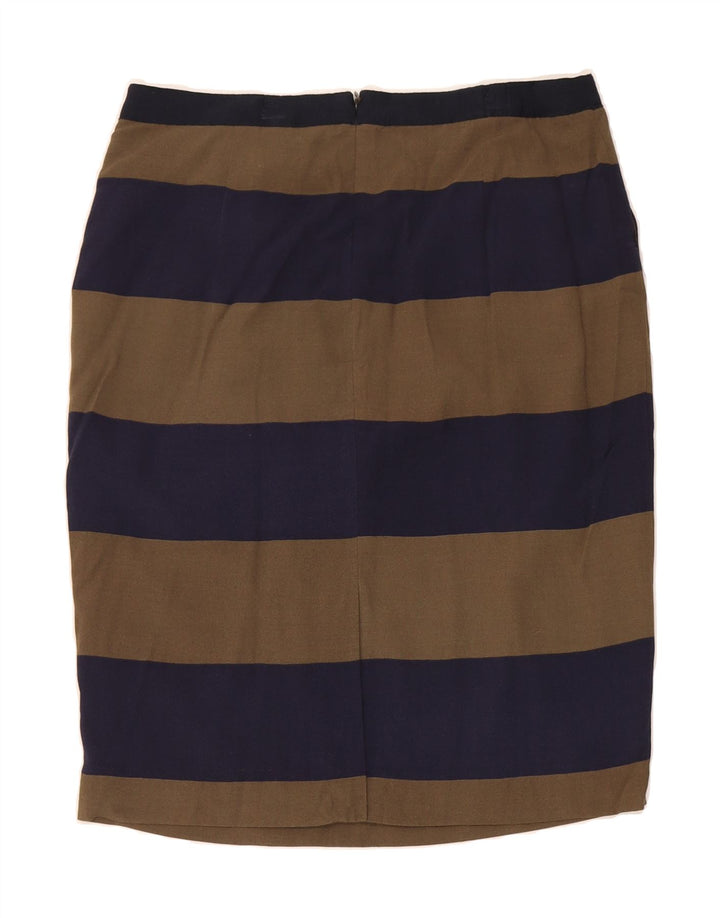 BODEN Womens Straight Skirt UK 14 Medium W30  Khaki Striped Polyester Vintage Boden and Second-Hand Boden from Messina Hembry 