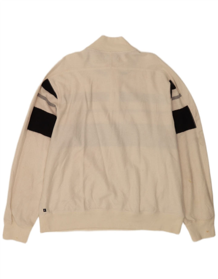 Pulover pentru bărbați Chaps, cu gât cu nasturi, 2XL, bumbac color bloc alb