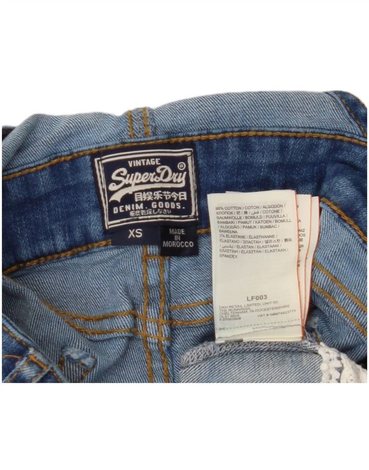 SUPERDRY Pantaloni scurți din blugi pentru femei, XS W25, bumbac albastru