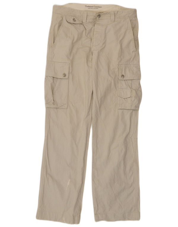 Pantaloni cargo drepți pentru bărbați Zara EU 44 Large W34 L34 Bej Pinstripe