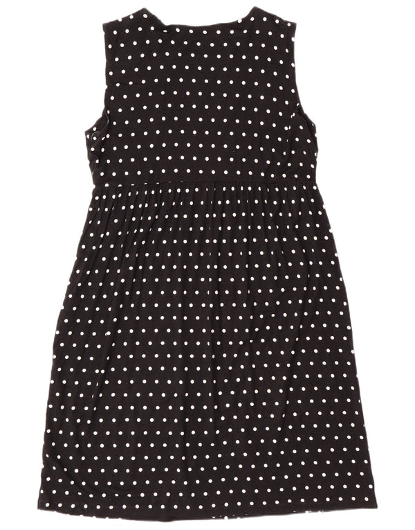 LEE Womens Riders Sleeveless A-Line Dress UK 14 Large Black Polka Dot