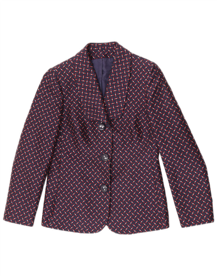 Sacou blazer pentru femei Giole, cu 3 nasturi, UK 8, mic, bleumarin, geometric