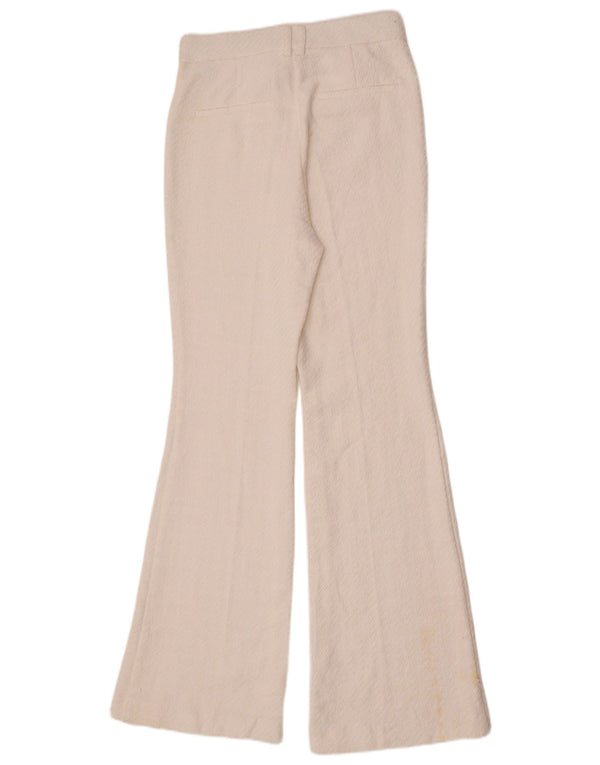 Pantaloni de damă Zara Casual Flare Mici L26 L32 Bumbac Alb