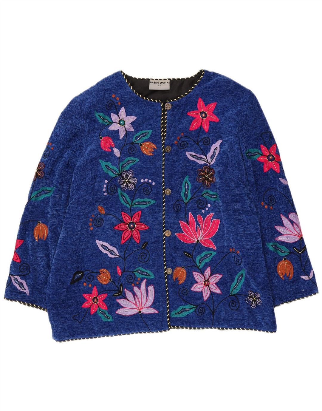 Pulover cardigan pentru femei INDIGO MOON EU 42 4XL Albastru Floral