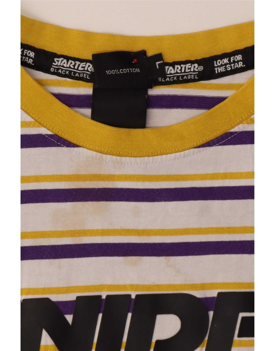 Tricou grafic pentru bărbați Starter BLACK LABEL Top mare bumbac cu dungi albe