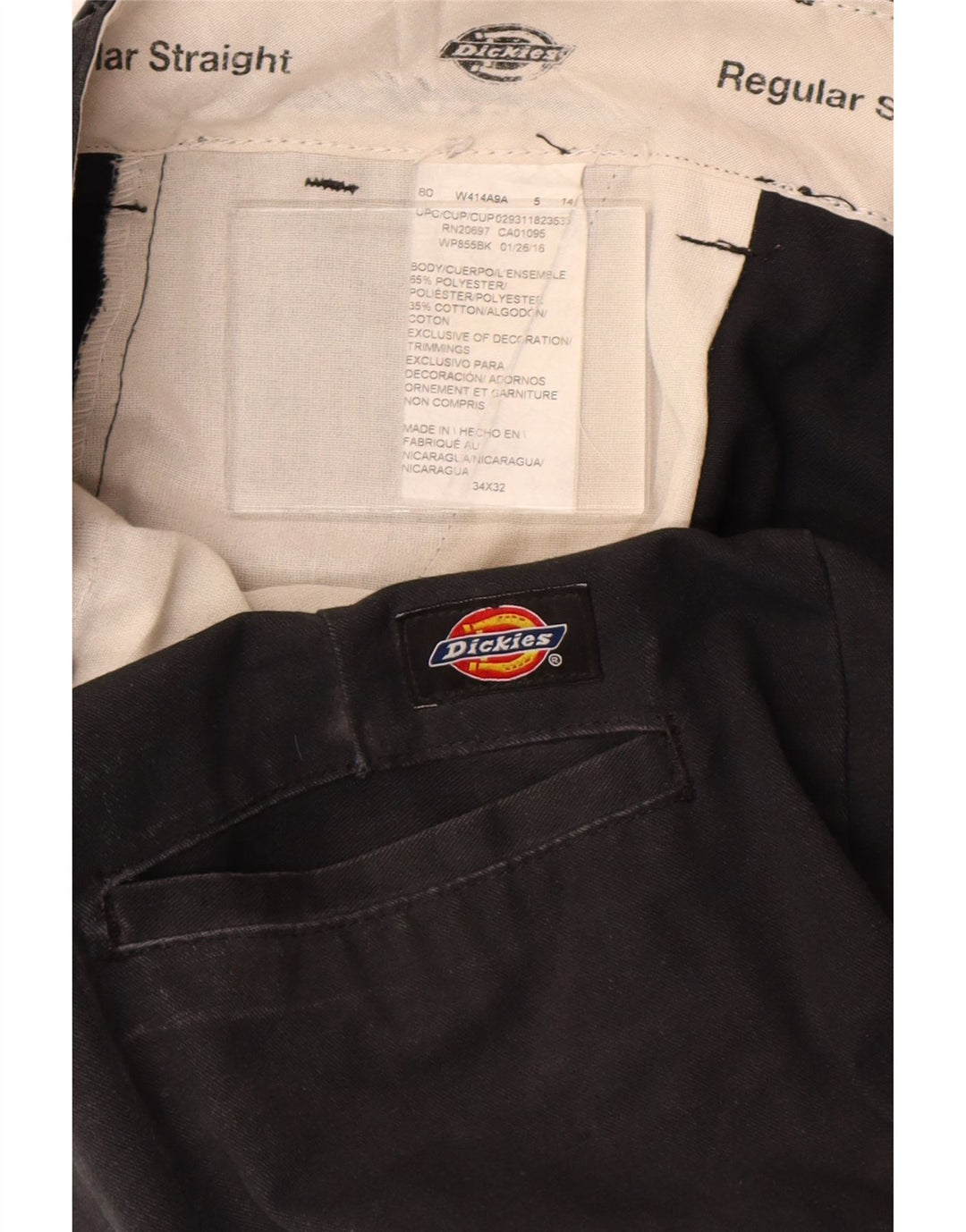 Pantaloni cargo drepti pentru bărbați Dickies, cu ajustare normală, L34 L32, poliester negru