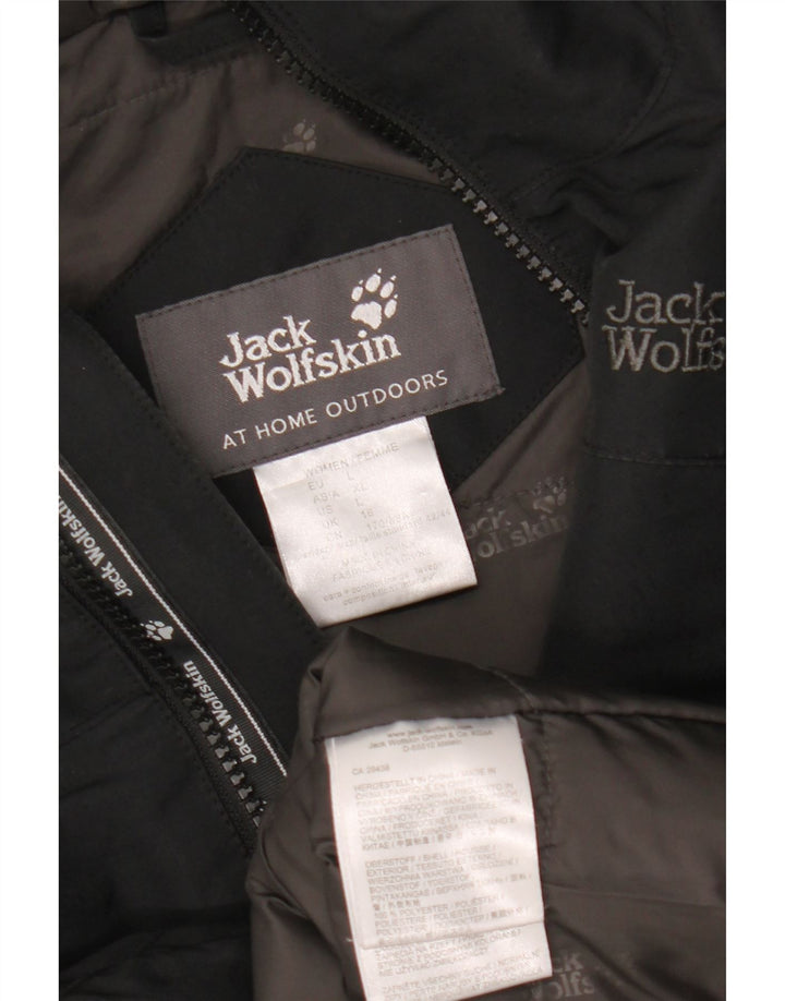 Jack Wolfskin jachetă de vânt cu glugă pentru femei UK 16 Poliester negru mare