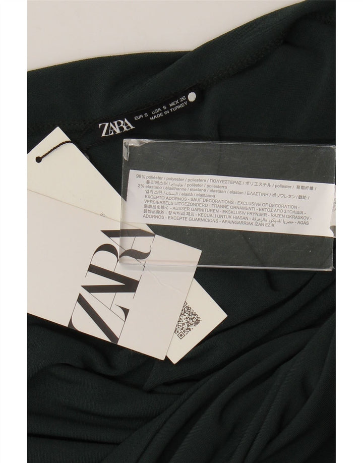 Top asimetric cu un singur umăr pentru femei Zara UK 10 Poliester verde mic