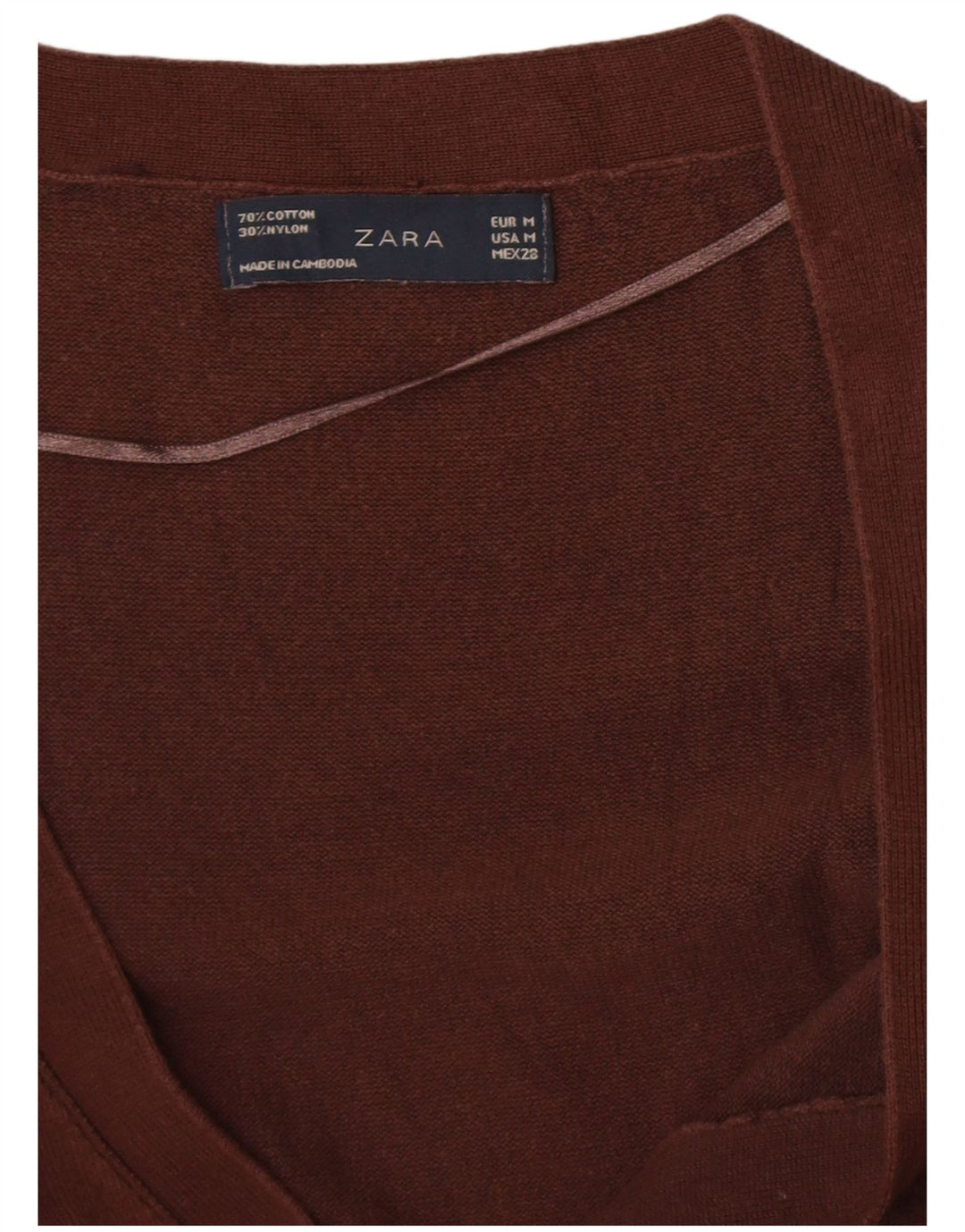 Pulover cardigan pentru femei Zara UK 12, bumbac maro mediu