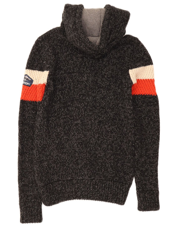 Pulover cardigan cu glugă pentru bărbați Superdry, negru mediu, acrilic colorat