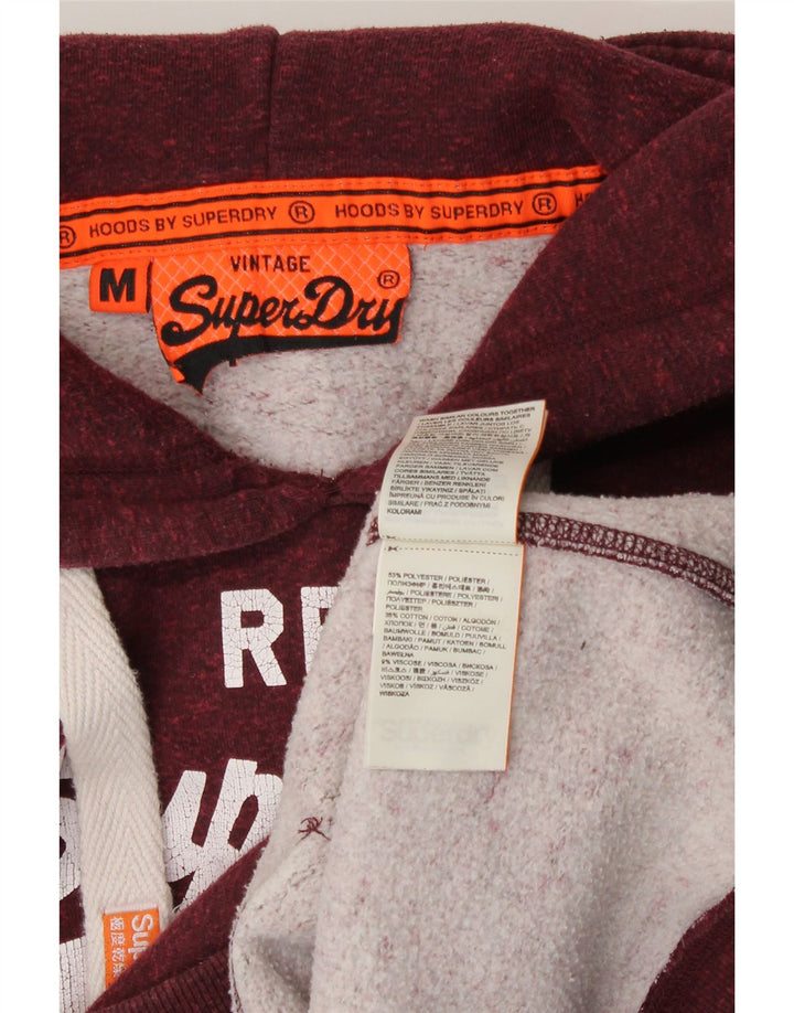 Pulover Superdry pentru damă cu grafică cu capota UK 14 Medium Burgundy Poliester