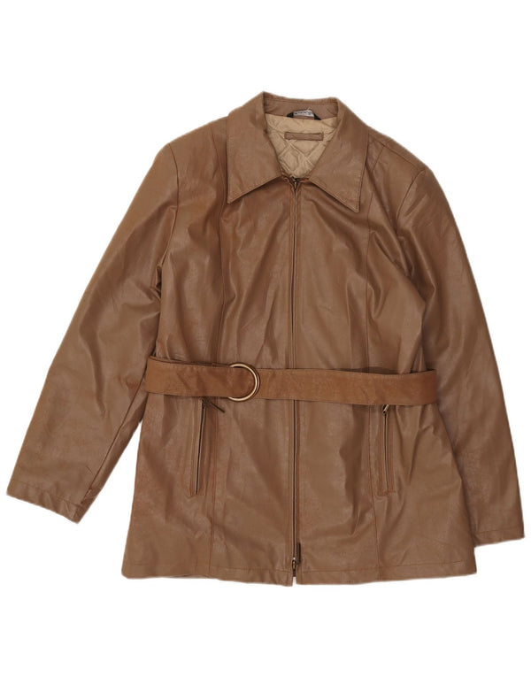 Jachetă din piele artificială vintage pentru femei UK 14, maro mediu, polietilenă