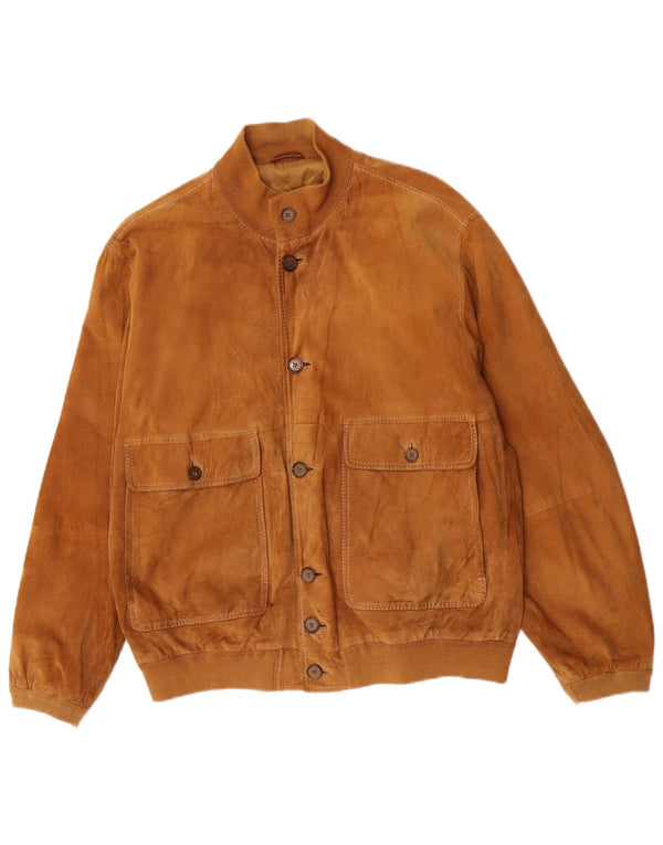 Gimo's Gimo's Mens Suede Bomber Jacket UK 40 Large Beige Leather