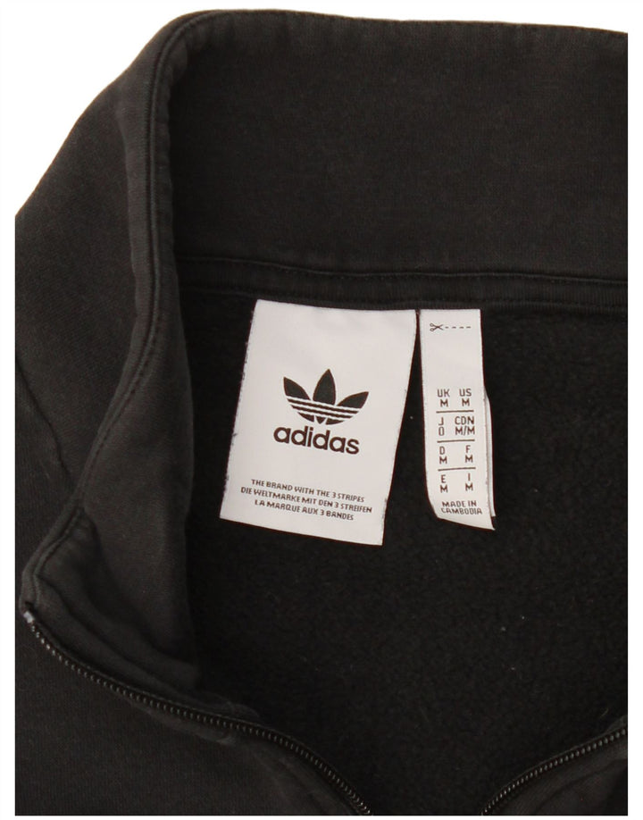 Hanorac pentru bărbați Adidas Graphic, cu fermoar, cu gât, bumbac mediu negru