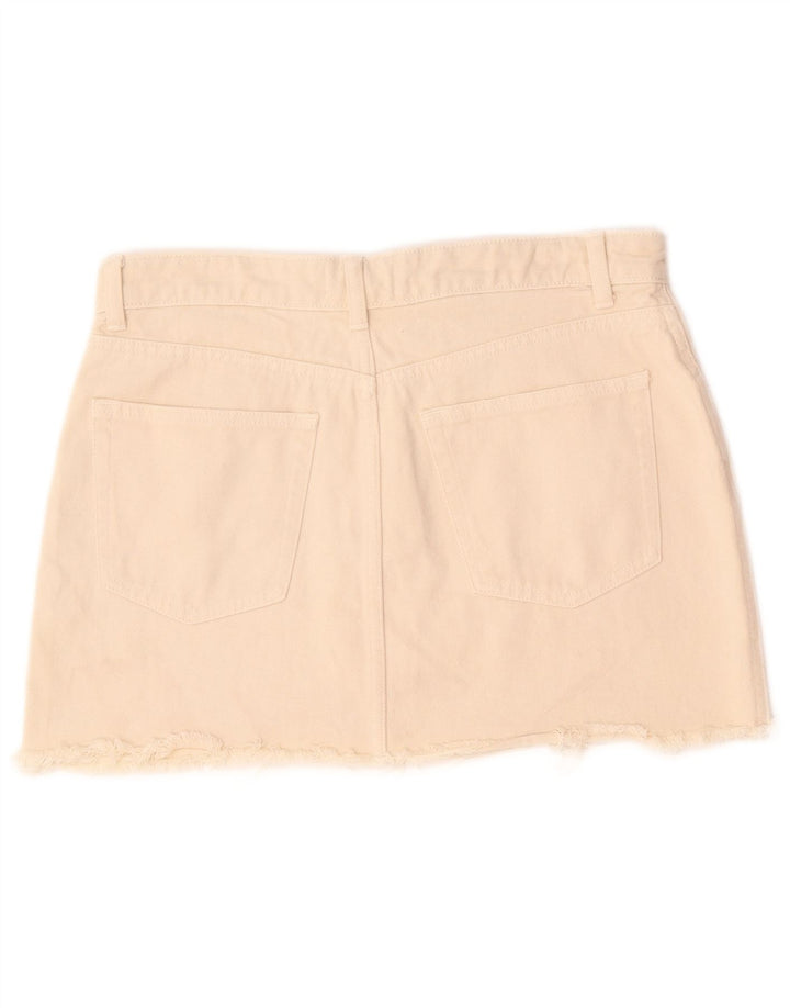 Fusta mini de blugi pentru femei Zara, mare W30, bumbac, bej