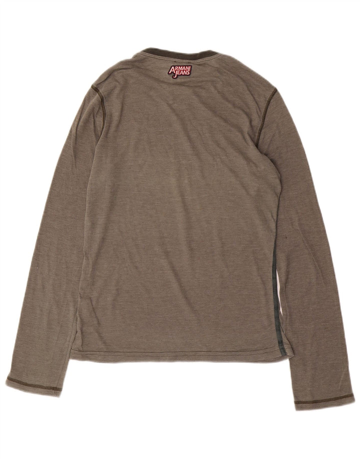 ARMANI JEANS Top grafic pentru bărbați cu mânecă lungă, bumbac gri mic