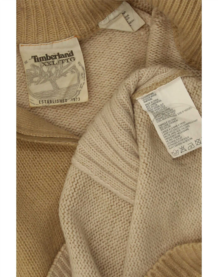 Pulover pentru bărbați Timberland cu fermoar și gât, 2XL, lână de miel bej