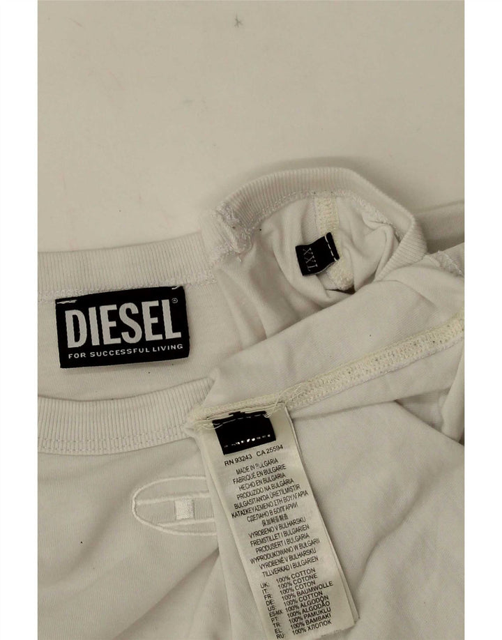 Bărbați Diesel Top grafic cu mânecă lungă 2XL, bumbac alb
