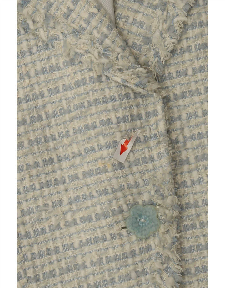 Blazer pentru femei Zara cu 1 nasture EU 36 XS Albastru acrilic peteat