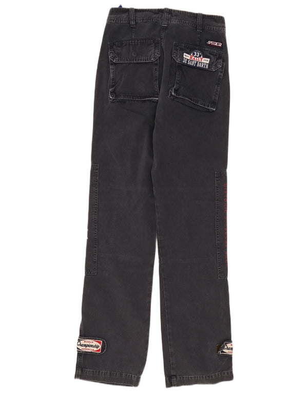 Pantaloni casual Vintage pentru bărbați cu grafic Moto Racer IT 46 Small W30 L34 Gri