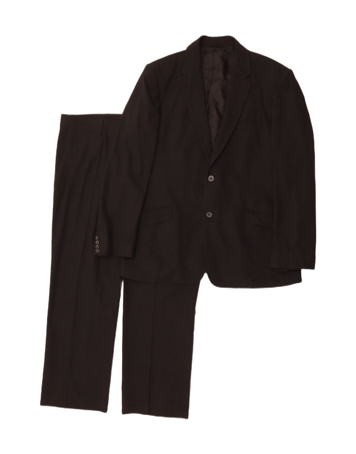JUST CAVALLI Mens 2 Button 2 Piece Suit IT 58 4XL W42 L23 Black Polyester Vintage Just Cavalli and Second-Hand Just Cavalli from Messina Hembry 
