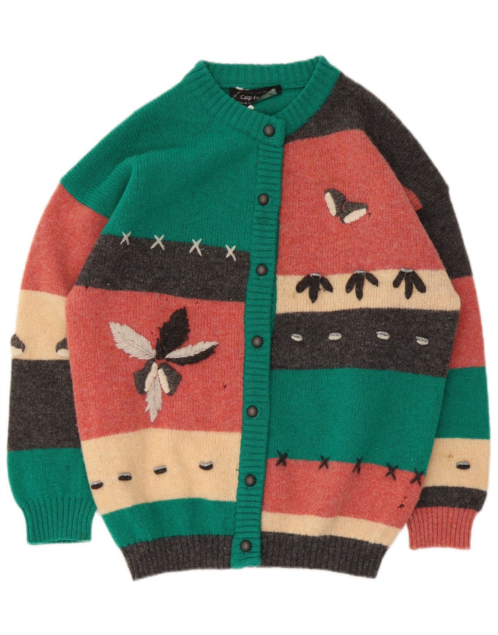 Pulover Cardigan Vintage pentru Damă UK 10 Mic Multicolor Colorblock