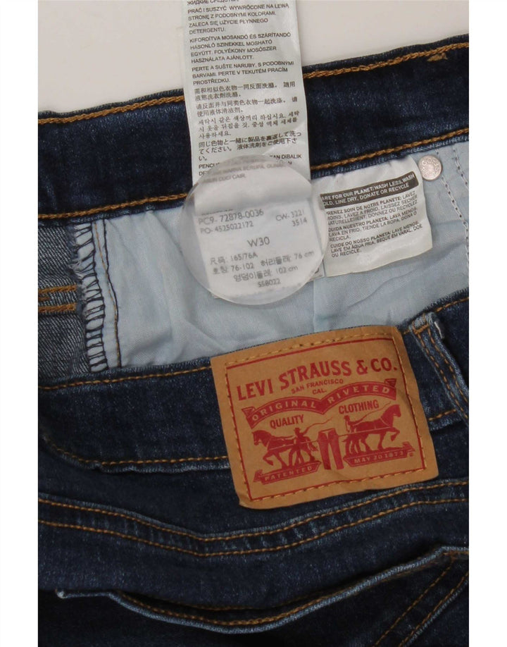 Pantaloni scurți Levi's din blugi cu talie mare pentru femei W30, bumbac albastru mediu