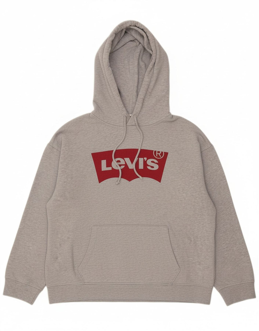 LEVI'S Mens Graphic Hoodie Jumper Large Grey Cotton