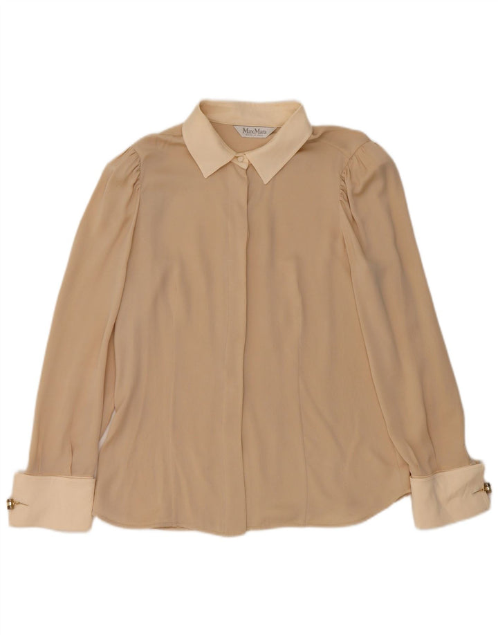 Bluză cămașă pentru femei Max Mara UK 10 Mic Bej Colorblock