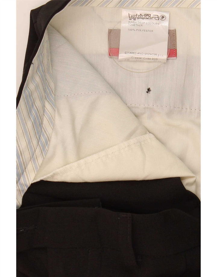 Pantaloni de costum pentru bărbați Marks & Spencer L38 L29 Poliester negru
