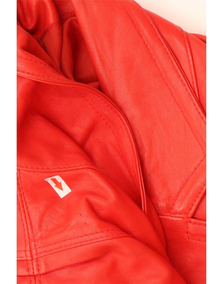 Palton supradimensionat din piele vintage pentru femei UK 18 XL roșu
