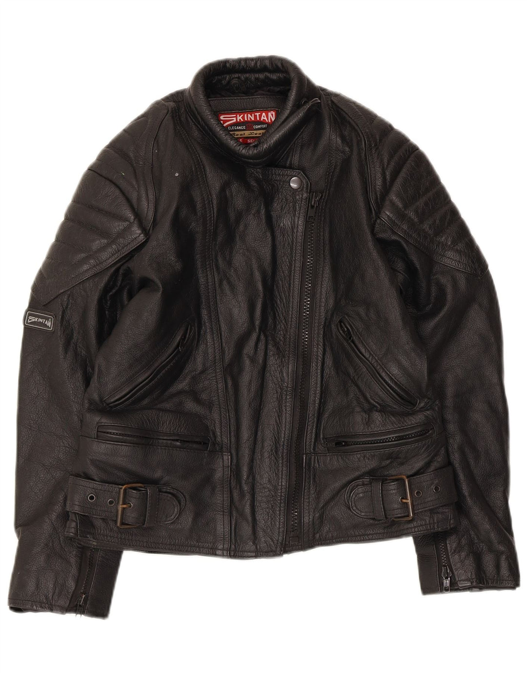 SKINTAN Jachetă Racer din piele pentru femei UK 10 Mic din piele neagră