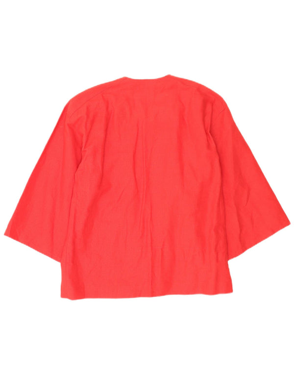 Bluză cămașă vintage pentru femei cu mâneci 3/4 UK 16, roșu mare