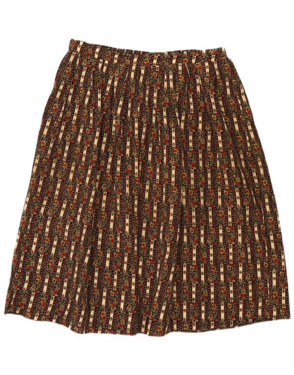 Fusta evazată vintage pentru femei cu talie înaltă Marea Britanie 22/24 2XL W34 Kaki Floral