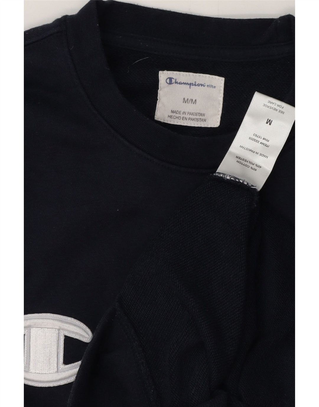 CHAMPION Mens Graphic Sweatshirt Jumper Medium Navy Blue Cotton Vintage Champion and Second-Hand Champion from Messina Hembry 