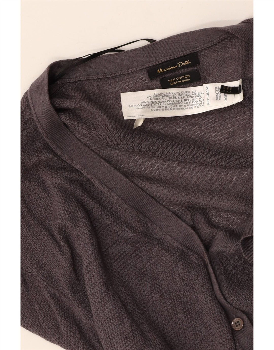Pulover cardigan pentru femei MASSIMO DUTTI UK 14 bumbac gri mediu