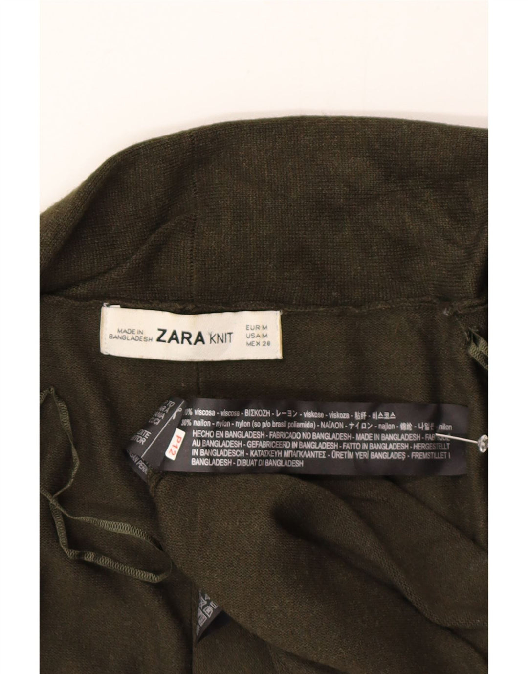 Pulover cardigan deschis pentru femei Zara UK 12, viscoză verde medie