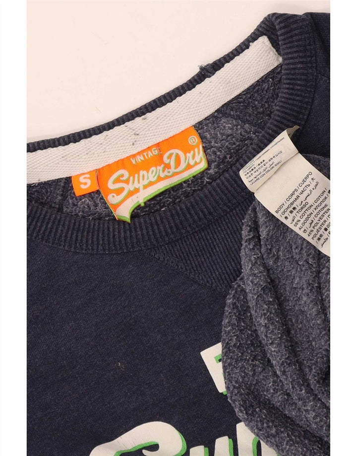 Hanorac grafic pentru bărbați Superdry Pulover mic din bumbac bleumarin