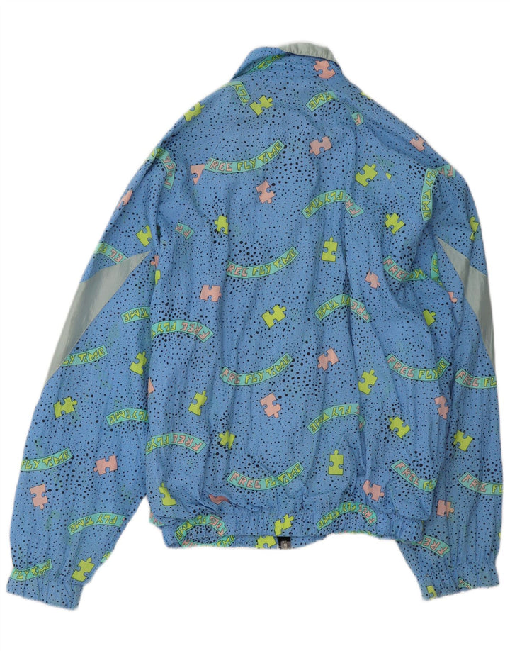 Jachetă de trening supradimensionată vintage pentru femei UK 22 3XL Blue Geometric