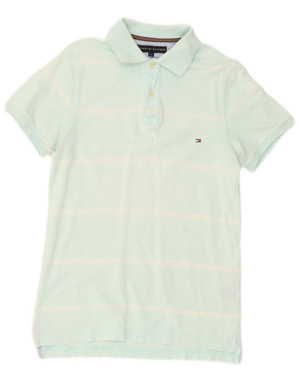 Cămașă polo Tommy Hilfiger pentru bărbați, bumbac cu dungi albastre mici