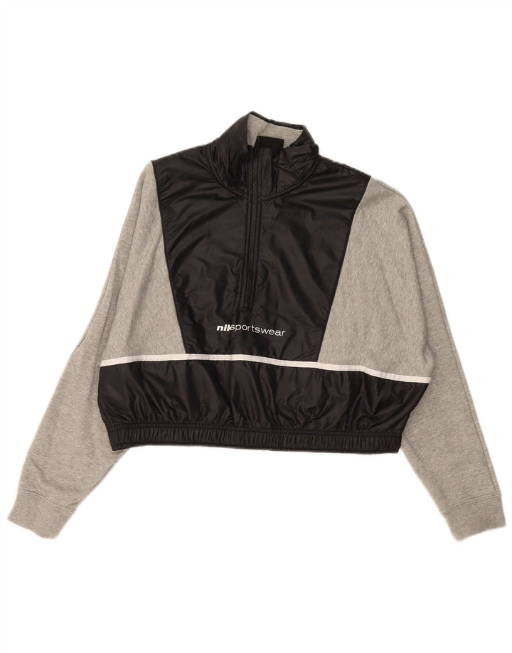 Pulover oversize crop NIKE pentru femei UK 16, mare, gri, colorblock