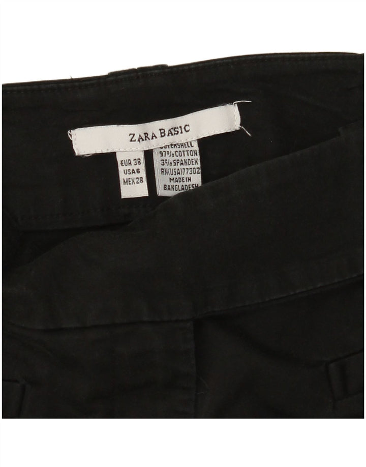 ZARA Womens Basic Bermuda Shorts EU 38 Small W28  Black Cotton