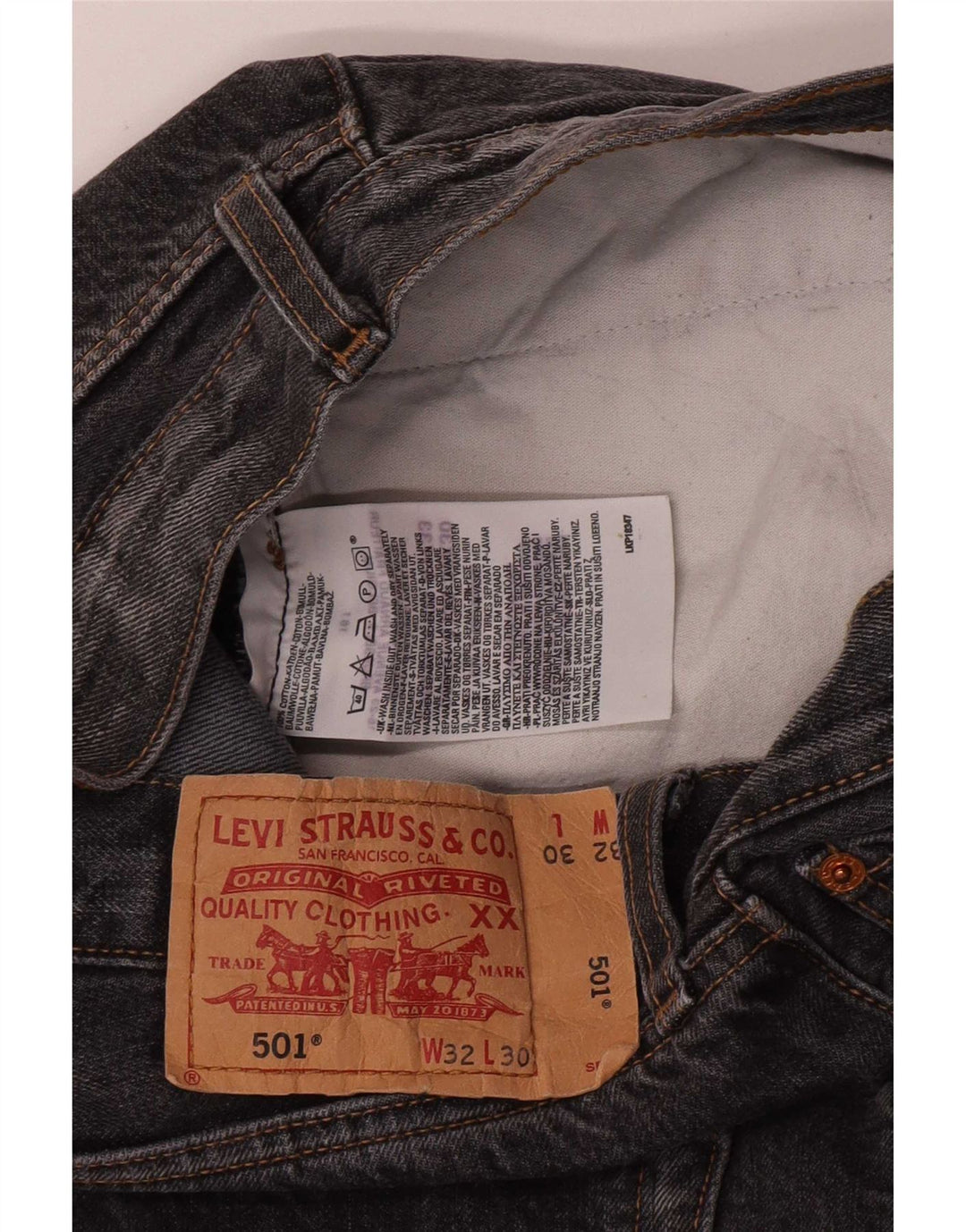 Blugi drepti pentru bărbați Levi's 501 W32 L30 bumbac gri