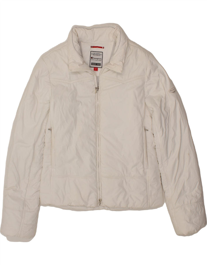 CHAMPION Womens Padded Jacket UK 16 Large White Polyester Vintage Champion and Second-Hand Champion from Messina Hembry 