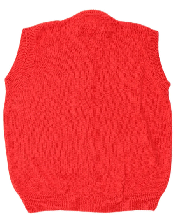 Pulover Cardigan fără mâneci Vintage pentru femei UK 16 Large Red Ramie