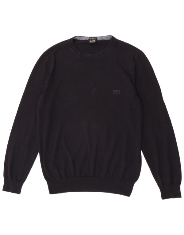 Pulover Hugo Boss pentru bărbați, cu croială normală, cu gât crew, bumbac mediu negru