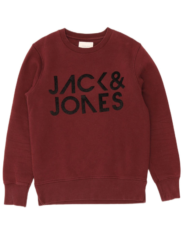 Jack & Jones Pulover grafic pentru bărbați, bumbac mic, burgundă
