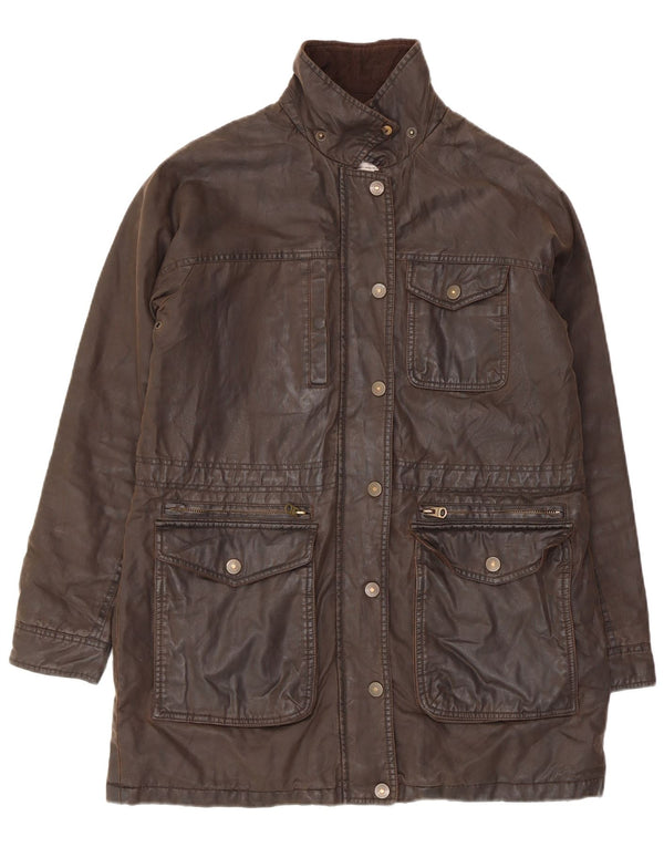 FAT FACE Jachetă supradimensionată pentru femei din bumbac cerat UK 10 Bumbac maro mic