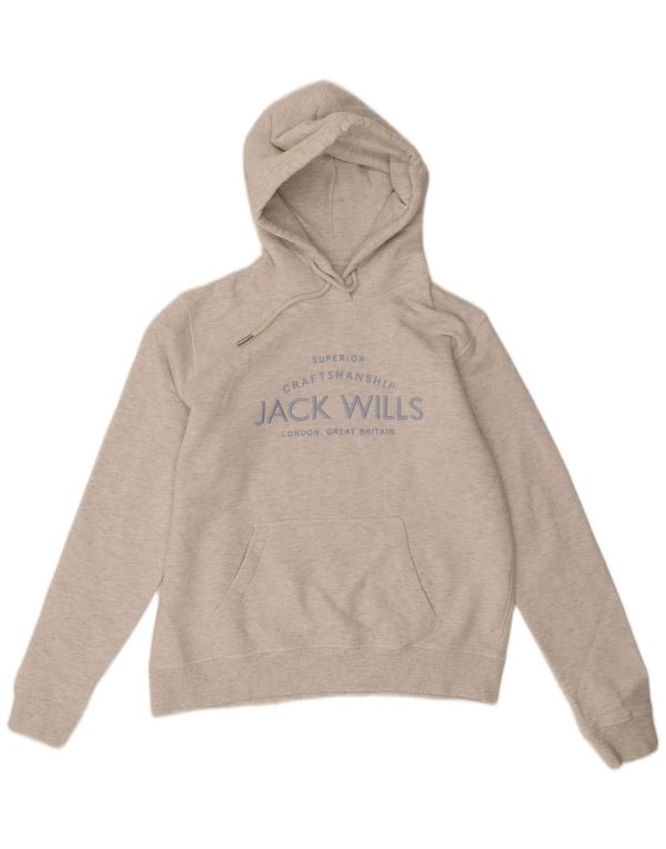 Pulover Jack Wills pentru damă, cu grafică, UK 12, bumbac cu pete, gri mediu